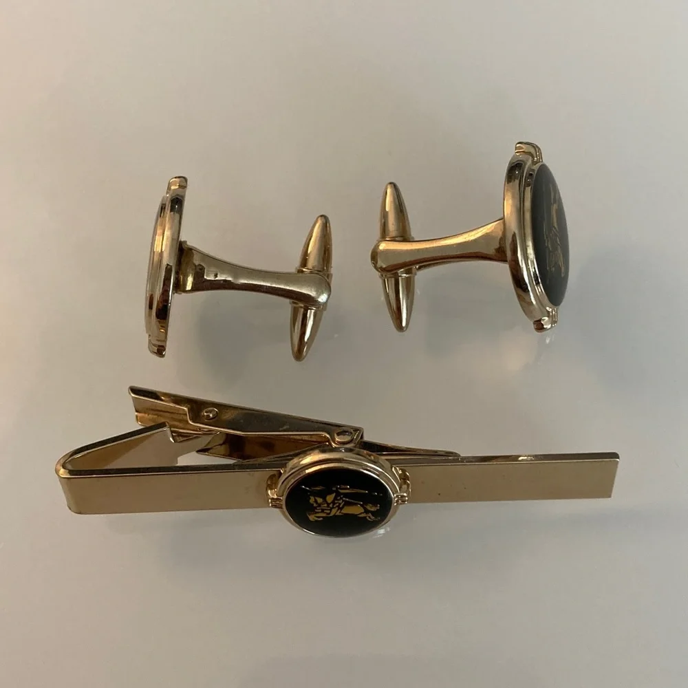 Vintage Burberry Cuff Links + Tie Clip Set - Picture 4 of 7
